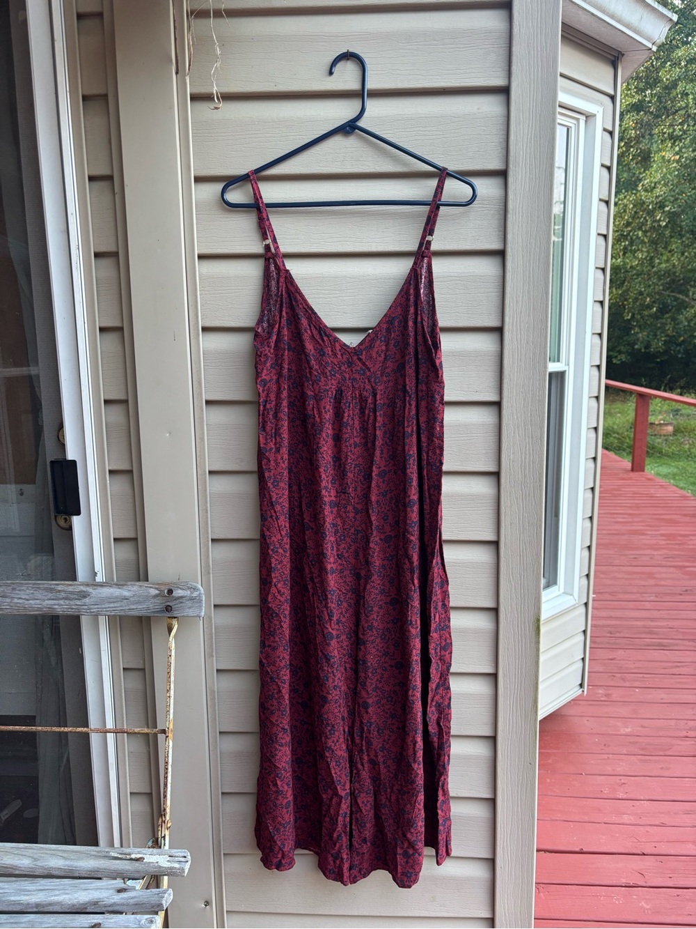 Natural Life floral v-neck wide leg jumpsuit romper boho size M